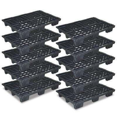 BRB 10x Leichtpalette im Euromaß, schwarz, LxBxH 1200 x 800 x 140 mm, Deckfläche durchbrochen