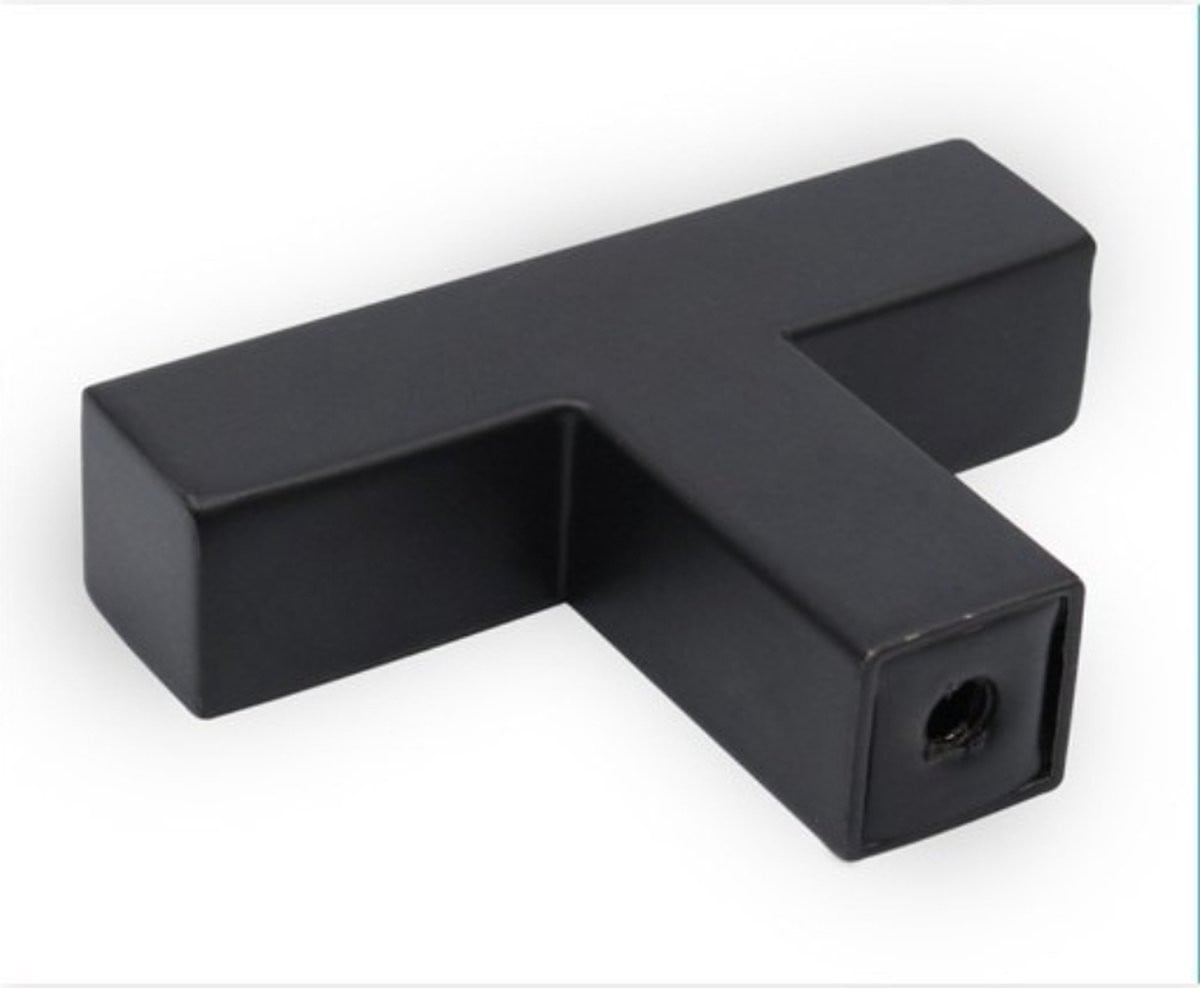 Meubelknop Zwart Vierkant van RVS - 50 mm