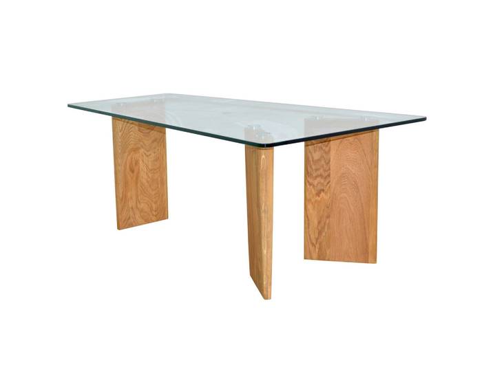 Mid.you Couchtisch, Eiche, Holz, Glas, Eiche, massiv, Uni, rechteckig, eckig, 60x40x100 cm, Holzmöbel, Holztische, Couchtische Holz