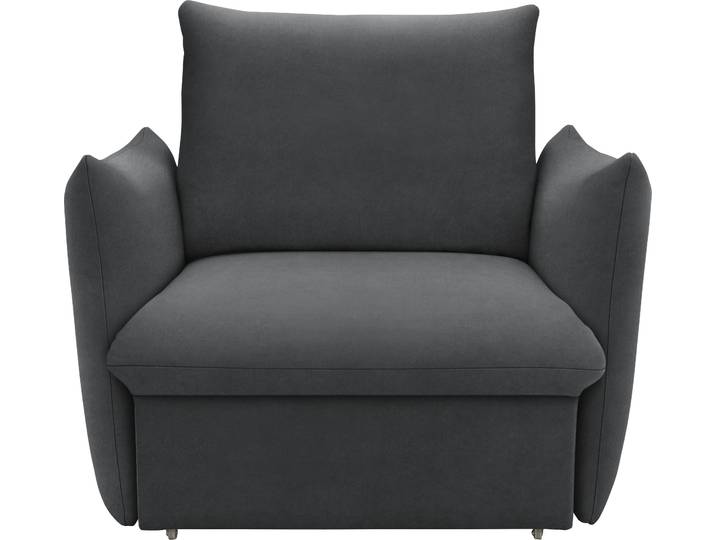 Sessel LOOKS XII Schlafsesel, Schlaffunktion , grau (dunkelgrau), B:120cm H:100cm T:97cm, 92% Polyester, 8% Nylon, LOOKS BY WOLFGANG JOOP, Sessel, Sessel, Boxspring-Polsterung, mit Gästebettfunktion, Kissenoptik