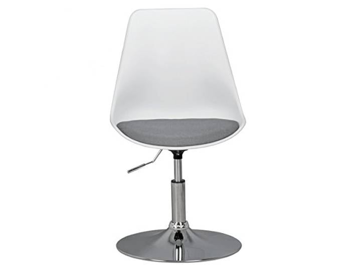 AMSTYLE Fauteuil Pivotant Korsika Tissu Blanc Gris\, Réglable en Hauteur chaise de salle à manger pied trompette 360° pivotant\, chaise pivotante dossier\, tabouret pivotant caoutchouté plaque de pied