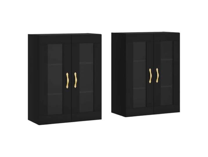 Fisinber Wandschrank 2er Set Schwarz Hängeschrank mit Glastür 69,5 cm Platzsparender Hängeschrank fürs Wohnzimmer und Flur: Elegant präsentieren dank Glaselementen und ordentlich aufbewahren.