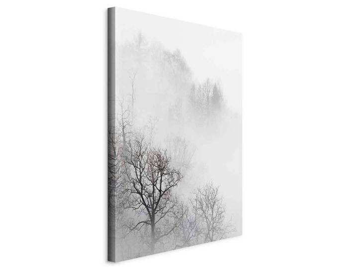 Leinwandbild Tree In The Fog Grau/Weiß/Dunkelgrau