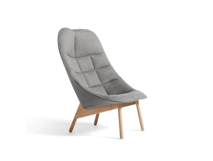 HAY Uchiwa Quilt Loungesessel Magnesium-Eiche-Rückseite lola warm grey