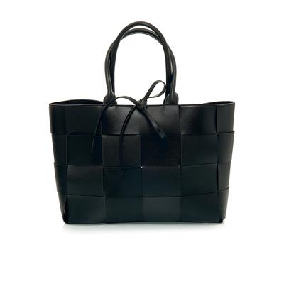 Henkeltasche HARPA "MURIEL", Damen, Gr. B/H/T: 12cm x 29cm x 47cm, schwarz, Lederimitat, unifarben, Taschen, mit modischer Flechtoptik