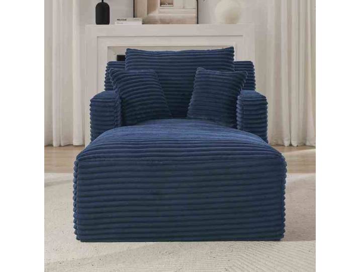 Fauteuil - HIBA - Togo - Velours côtelé - Bleu - Sans montage