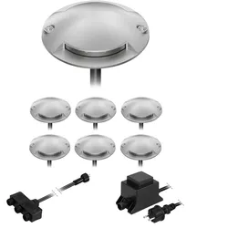 ledscom.de LED Boden-Aufbau-Leuchte Bunda, 2-flammig, für außen, befahrbar, kalt-weiß, 7er Set