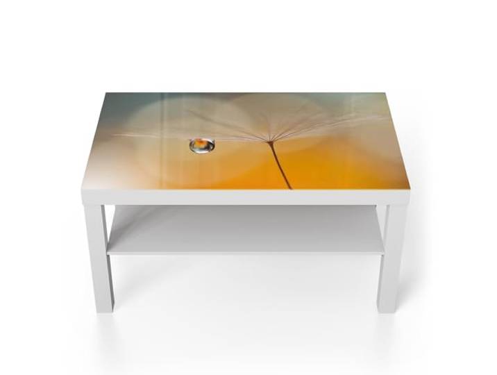 DEQORI Glastisch weiß groß 90x50 cm Motiv Träne des Morgens ausgefallener Beistelltisch aus Glas Hochglanz Couchtisch fürs Wohnzimmer moderner Couch Tisch mit Design