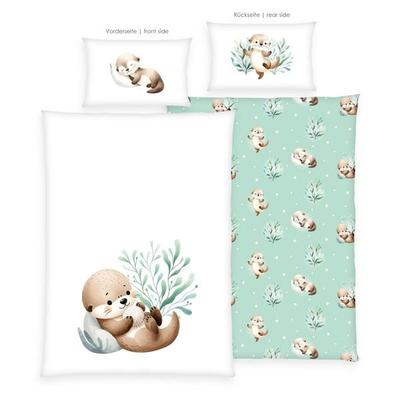 Klaus Hering 2485415063 - babybest® Bettwäsche, Schnuffel-Otter, Made in Green, 40x60+100x135 cm