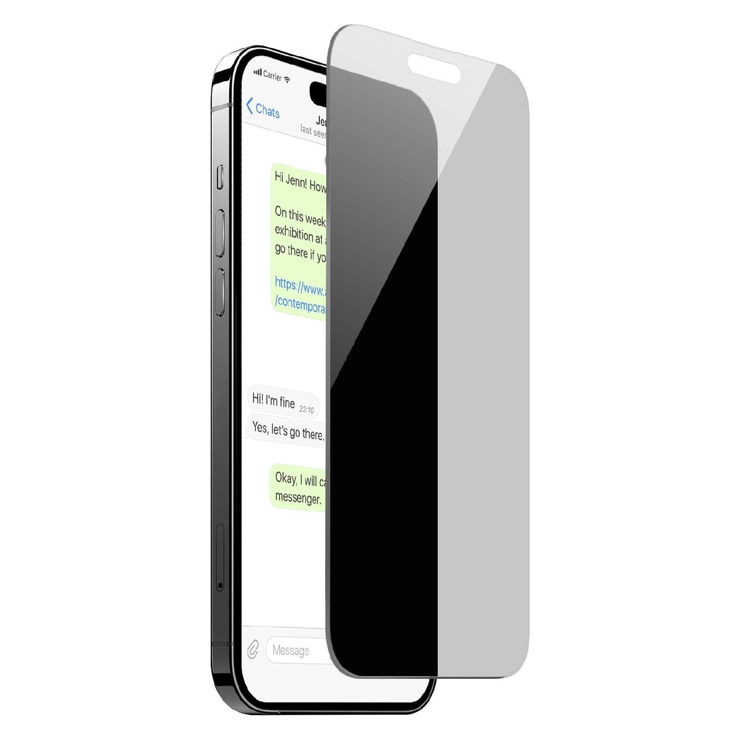 Puro Privacy Tempered Glass for iPhone 16 Plus / iPhone 15 Plus (1 Stk., Apple iPhone 15 Plus, Apple iPhone 16 Plus) (PUSDGPRIPHONE1667)