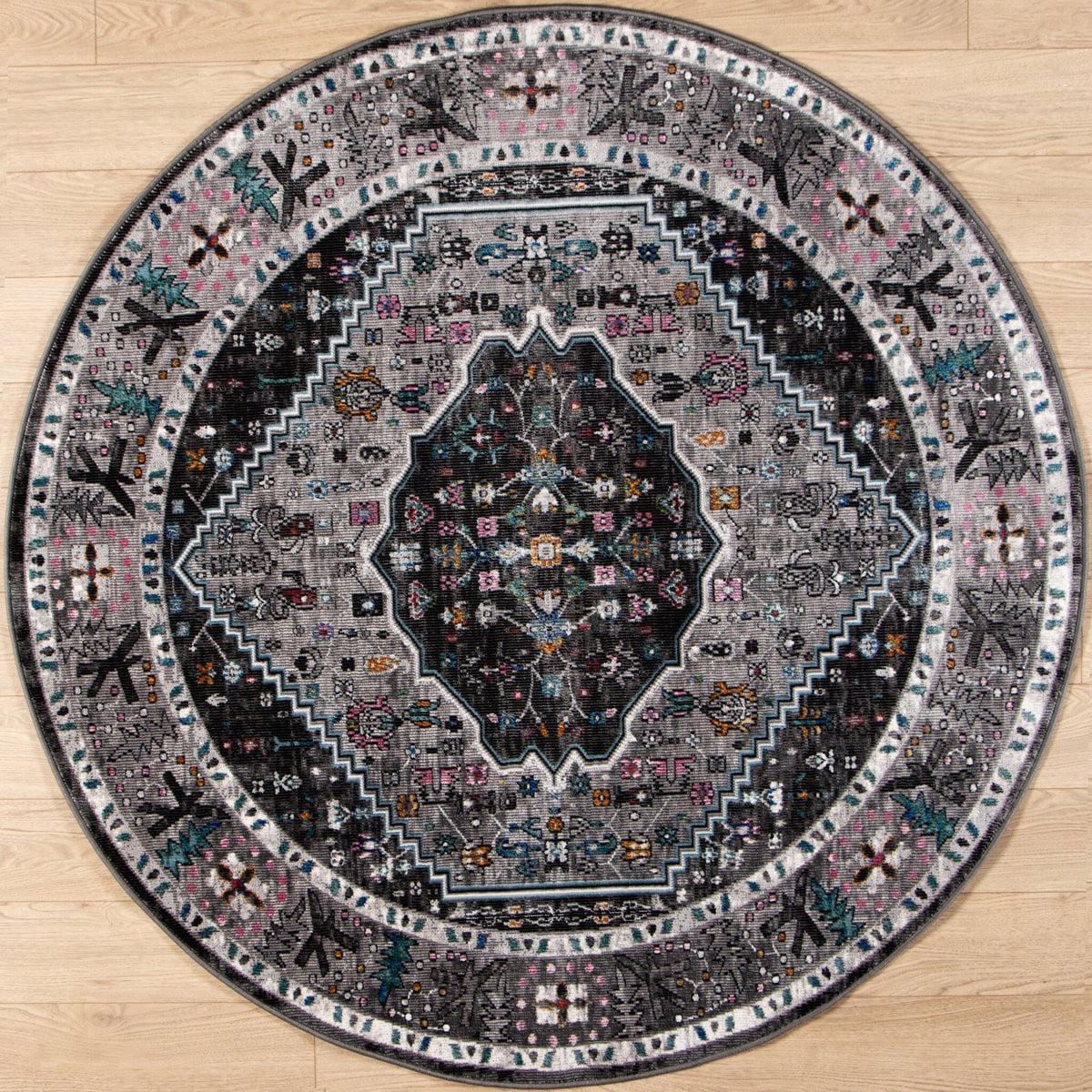 Muratap Vintage Rond Vloerkleed - Modern - Grijs