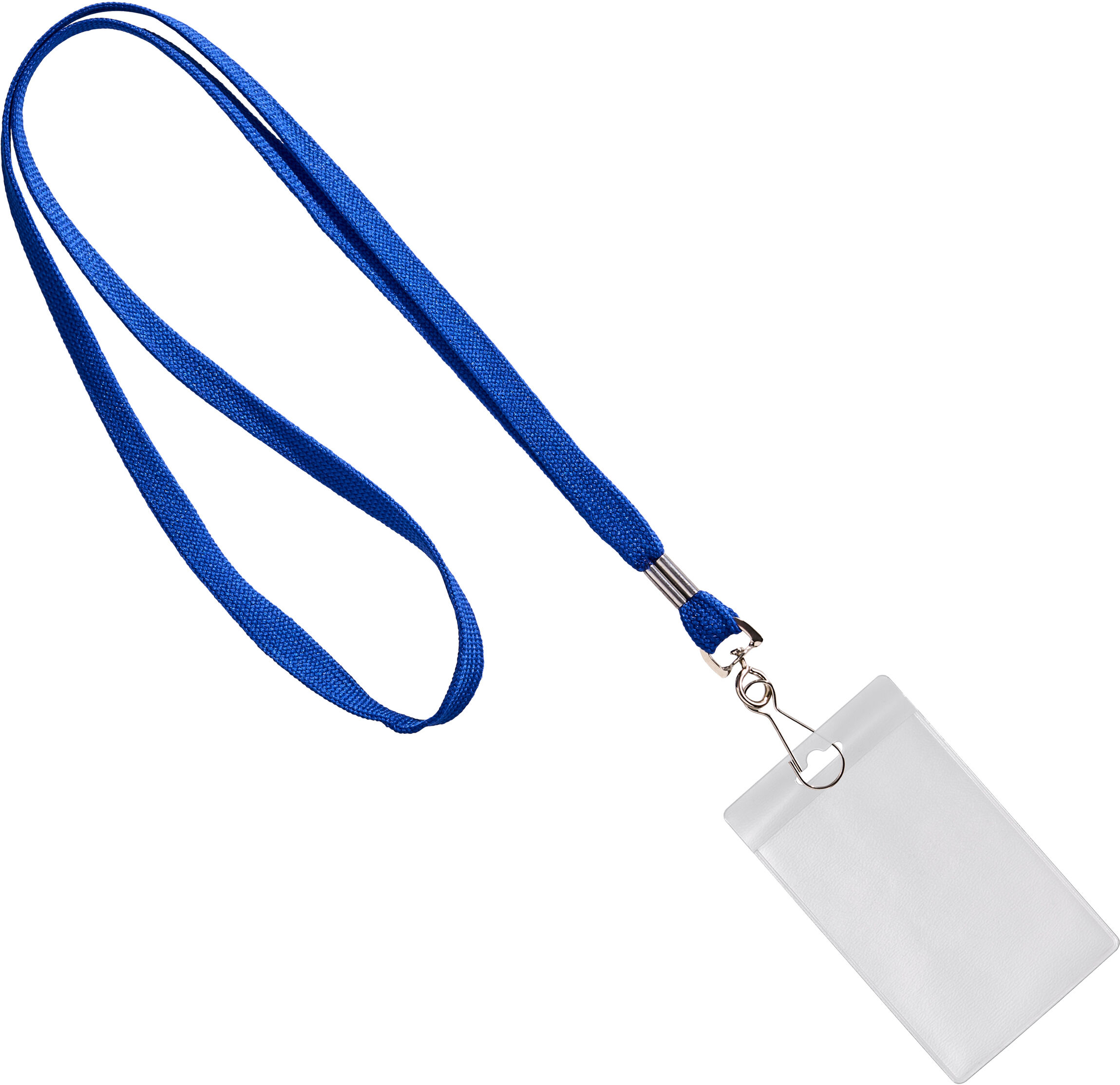 SPRINTIS 100 Unités - Porte-badge avec cordon portrait   bleu   86 x 54 mm, PVC souple, polyester