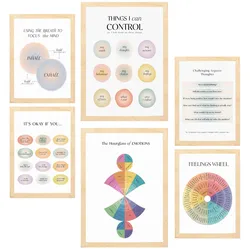 POSTER Set Mit 6 Wellness A3 & A4 Rahmen Aus Hellem Holz