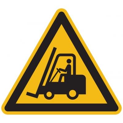 König Werbeanlagen Warnschild, Warnung vor Flurförderzeugen W014 - ASR A1.3 (DIN EN ISO 7010) - 300x1.5 mm Kunststoff