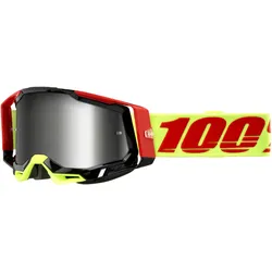 100%, Damen, Sportbrille, Racecraft 2 Goggle Wiz - Mirror Silver (Silver, Wiz, Silber), Rot, Schwarz, Gelb