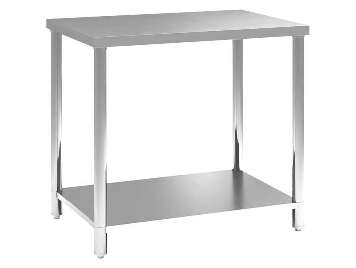 Table de travail 2 étagère acier inoxydable argenté