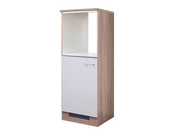 Ofen-/Kühlumbauschrank 169cm Weiß/Weiß/Eiche Sonoma Dekor
