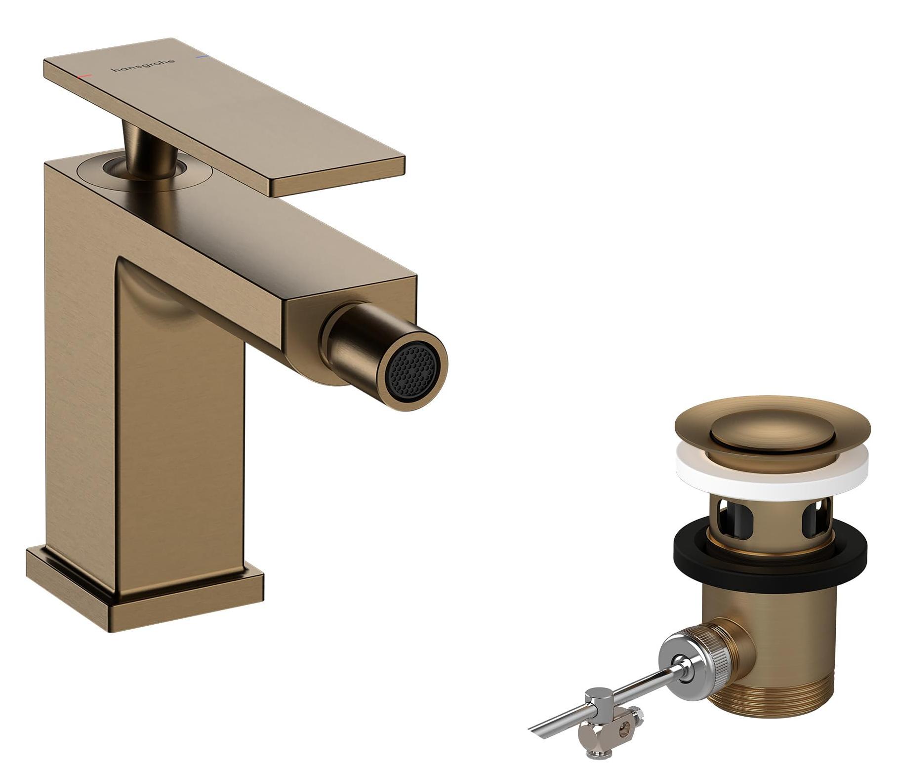 Bidetkraan Tecturis E, gebürstetes Bronze, Auslaufhöhe 101 mm, 1-Loch