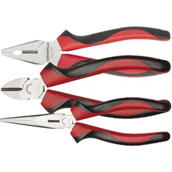 Gedore Red, Zange, red Zangen-Satz, Werkzeug-Set mit Kombinationszange/Seitenschneider/Flachrundzange, R28002003 (237 mm)