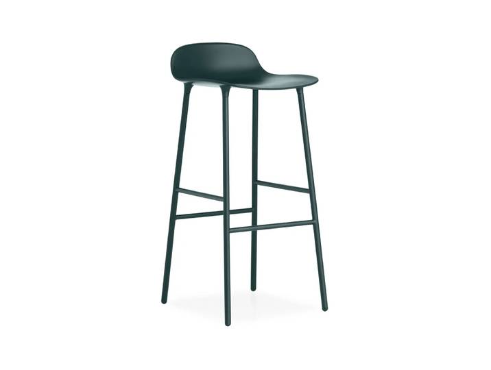 Normann Copenhagen Form Barstuhl hoch Green, grün lackierte Stahlbeine