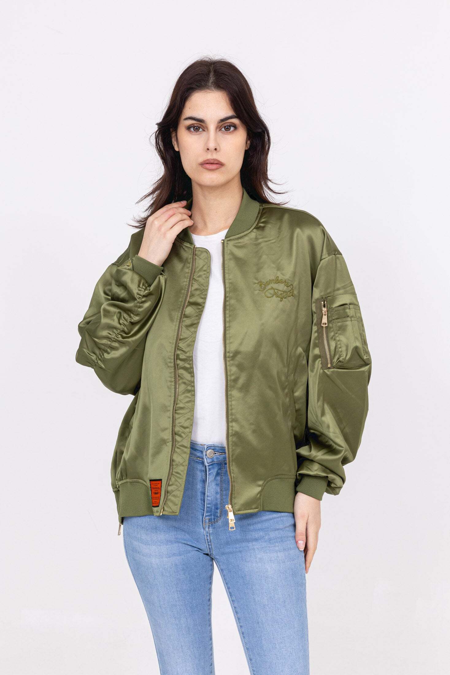 Bomberjacke BOMBERS ORIGINAL "Bombers Original Jacken Ballerina W", Damen, Gr. L, grün (khaki), Obermaterial: 100% Polyester PES., Jacken Bomberjacke khaki L