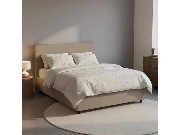 Talamo Italia - Artemisia-Queensize-Bett, Stauraumbett mit Kunstlederbezug, 100 % Made in Italy, Öffnung vorne, geeignet für Matratze 120 x 190 cm, taubengrau