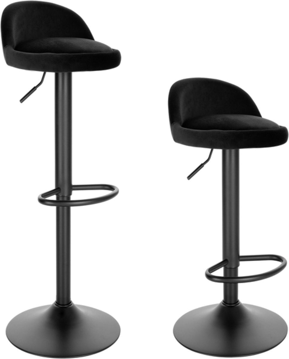Set van 2 Industrial Barkrukken met rugleuning - Zwart - Velvet Keukenstoelen