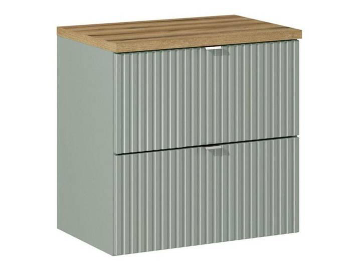 Meuble sous vasque 60 cm + plateau - A tiroirs - Vert Roseau