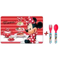 Minnie Maus Frühstücks-Set (Besteck + Platzdeckchen)