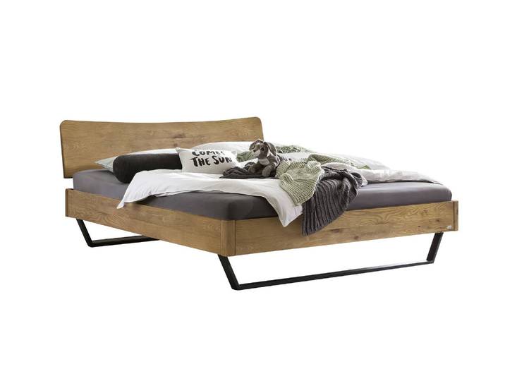 Bettgestell, Wildeiche Massivholz, Braun, 180×210 cm, Modern & Klassisch, Hasena