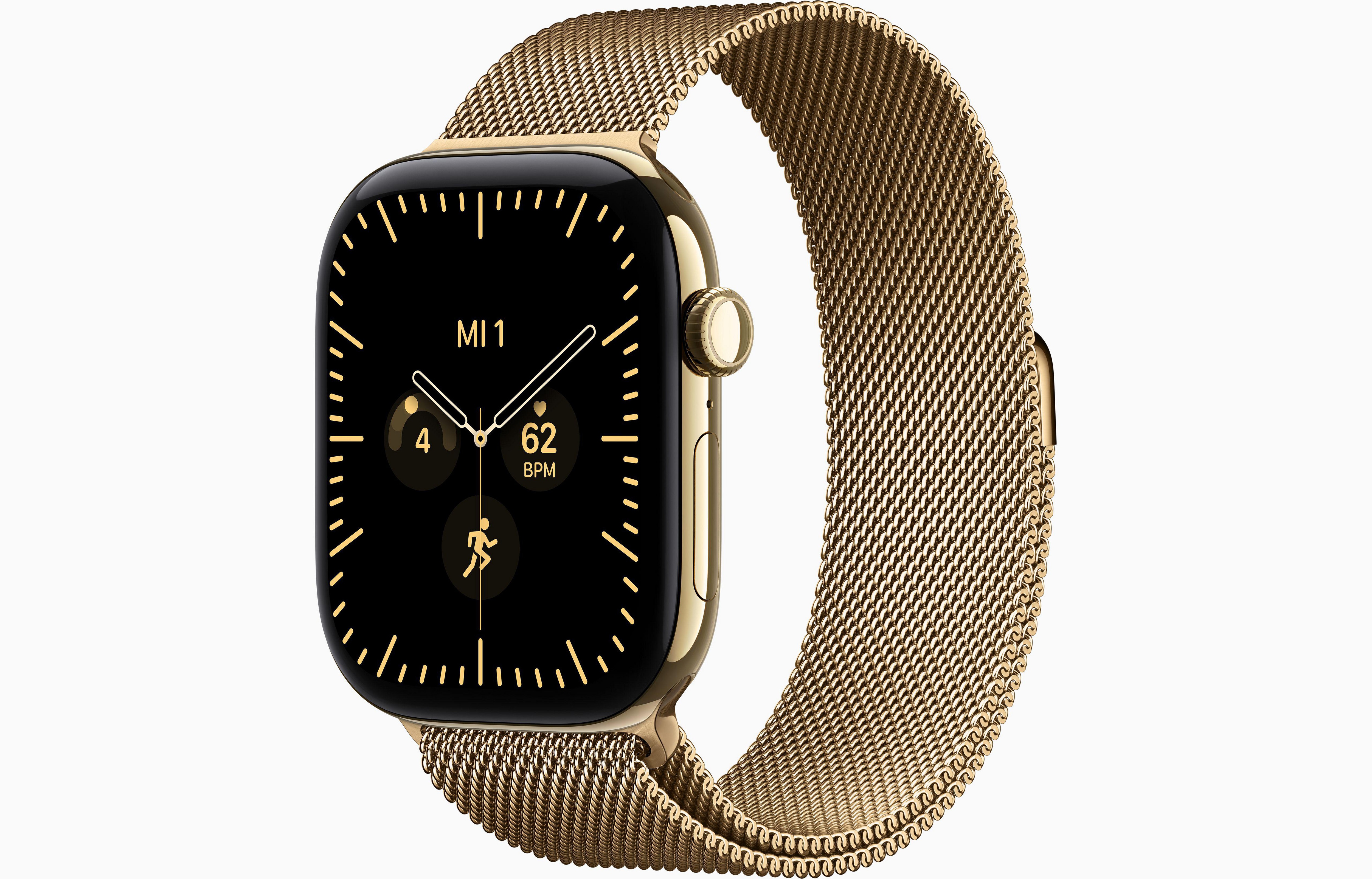 Apple Watch Series 12 GPS + Cellular 46mm Radiant Gold Titanium Case with Radiant Gold Milanese Loop - S/M