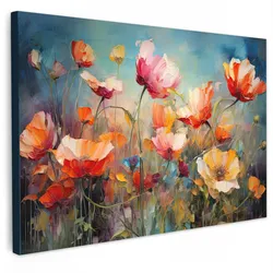LEINWANDBILD Blumen - Aquarell - Kunst - Botanisch - Natur Groß 140x90 cm