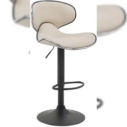 Décoshop26 - Barhocker x1 moderne Sitzfläche mit Wellenlinien aus cremefarbenem PVC schwarzes Metall-Trompetenfußgestell 10_0005679 10_0005679