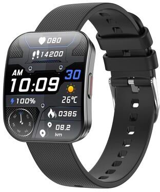 Shopalltechgadgets Bluetooth Calling Waterproof Smartwatch With Heart Rate Monitor And Fitness Tracking black
