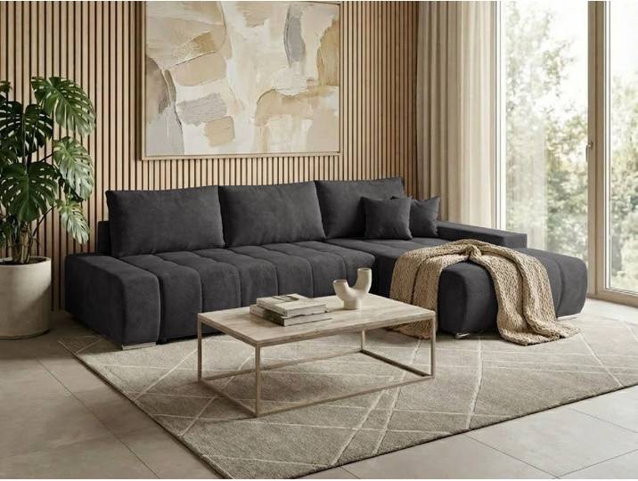 Beautysofa Ecksofa Draco L mit Schlaffunktion, in pflegeleichten Stoffen, Bettkasten