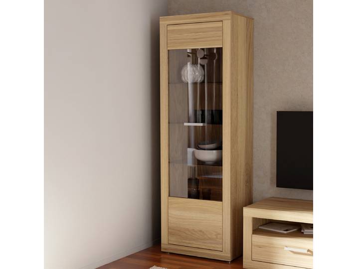 Vitrine Lunxi 63 x 191 x 41cm Marron/Imitation chêne Mauvella