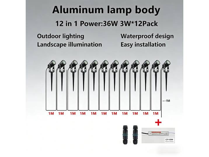 Spots LED de jardin basse tension 24V, 6-14 pièces, étanches IP65 + transformateur, éclairage décoratif extérieur pour cour, patio, allée