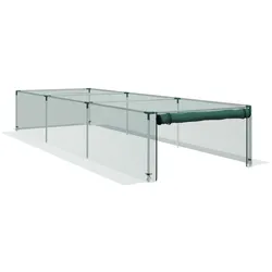 OKWISH Niedriges Pflanzenschutzzelt aus HDPE Grün mit verzinktem Stahlrahmen, 125x373x62,5 cm, Reißverschlussöffnung und Vogelschutz