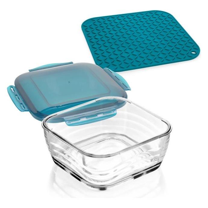 Genius Nicer Dicer Chef Glasschüssel, Set 3-tlg., Dark Petrol (2.80 l, 3x) (26374)