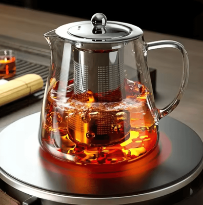 Inspire Essentials Glass Teapot With Stainless Steel Infuser Heat Resistant Borosilicate Kettle 750ml