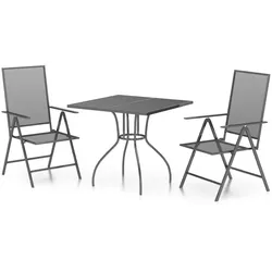vidaXL 3-tlg. Garten-Essgruppe Anthrazit Stahl