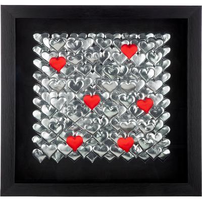 Metallbild GILDE "Bild quadratisch Heart schwarz", silber (farbe rahmen: schwarz, farbe bild(er): schwarz), B:40cm H:40cm T:5cm, Kunststoff, Bilder, Herzbild Wanddekoration romantisch modern 3D-Optik Wohnaccessoire