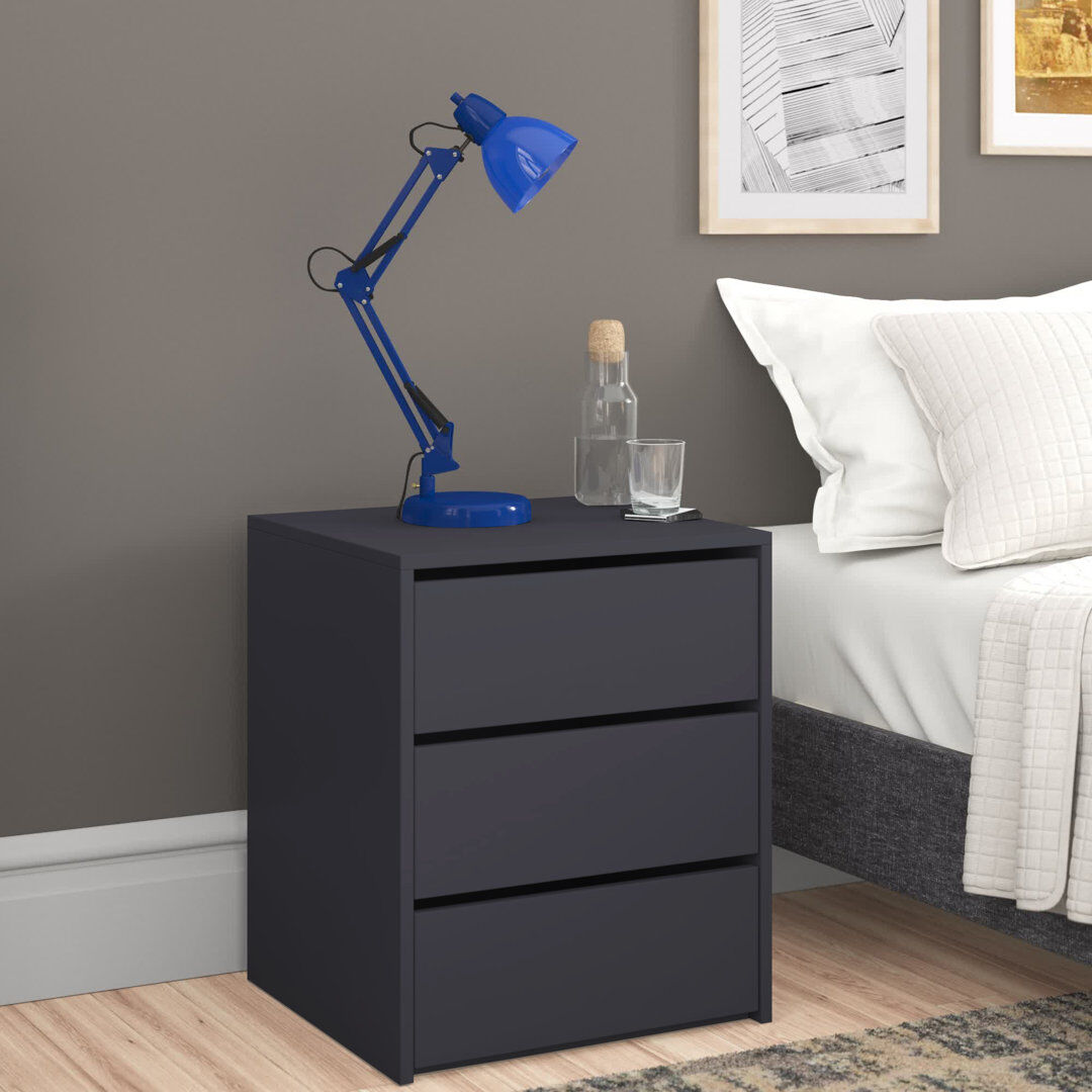Wade Logan Avo 50 cm W Bedside Table Matte Black 60cm H X 50cm W X 47cm D