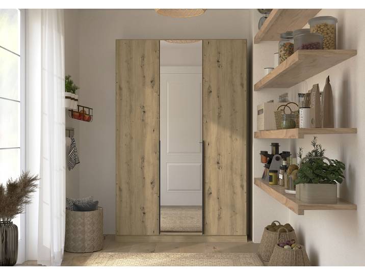 Armoire Avena avec Miroir 136cm Bois/Imitation chêne Artisan