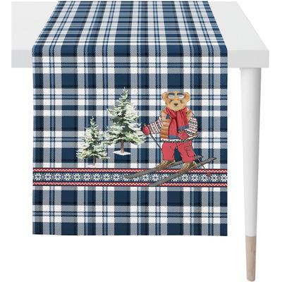 Tischläufer APELT "5802", blau, B:48cm L:140cm, Baumwolle, Polyester, Tischdecken