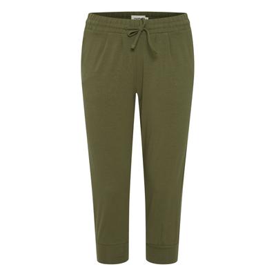 Caprihose OXMO "Caprihose OXOdda", Damen, Gr. L, N-Gr, grün (olivine), Obermaterial: 95% Baumwolle CO. 5% Elasthan EL., Hosen Caprihose