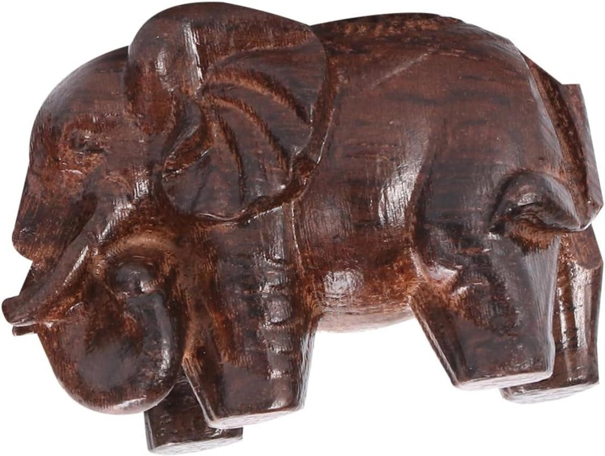 Houten Olifant Decoratie Beeldje voor op Tafel, 6.5 cm