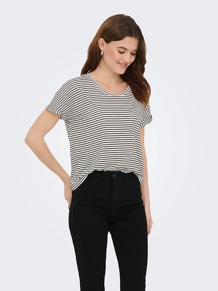JDY Shirt "Sissy" in Weiß/ Schwarz - M