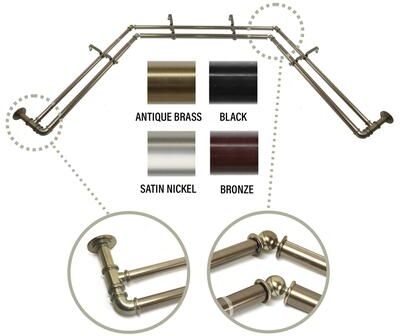 "InStyleDesign 1 inch Pipe Double Bay Window Curtain Rod 23""-41"", 41""-78"""