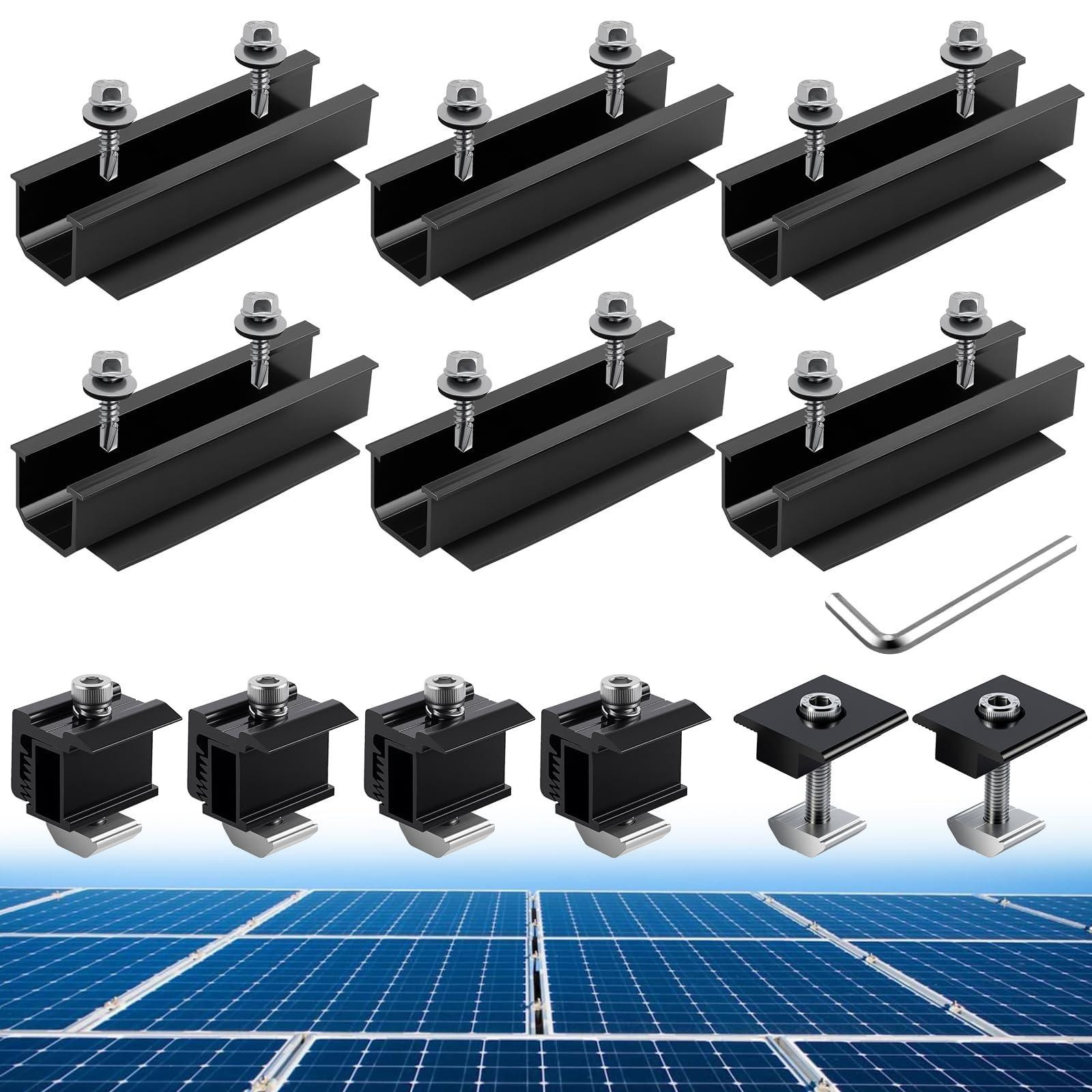 Dripio Zonnepaneelmontagesysteem, 6-delig, aluminium, verstelbaar, zwart